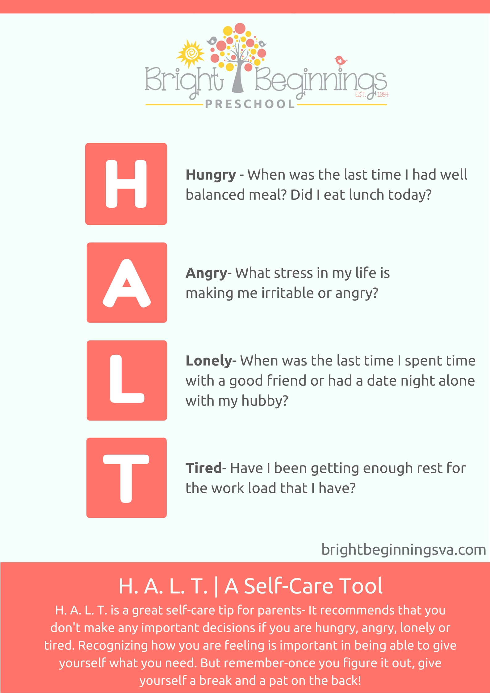 H A L T Your Guide To Survive Bright Beginnings Preschool