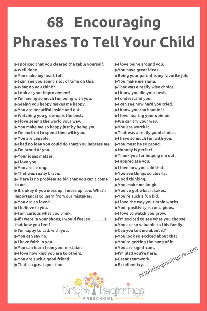 68 Encouraging Phrases To Tell Your Child  Bright 